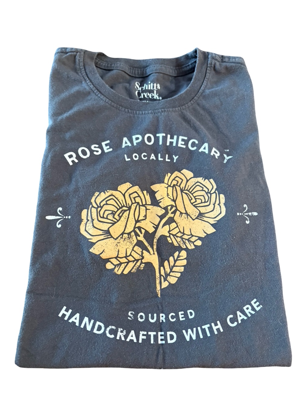 Schitts Creek Gray Short Sleeve Tee with Tan Rose Graphic Size M
